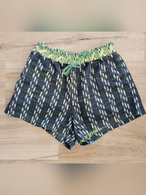 AERIE Black & Green Woven Cotton Pull On Shorts Sz M